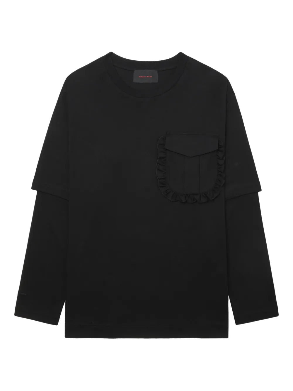 SIMONE ROCHA-RUFFLE POCKET LONG SLEEVE LAYERED T-SHIRT-