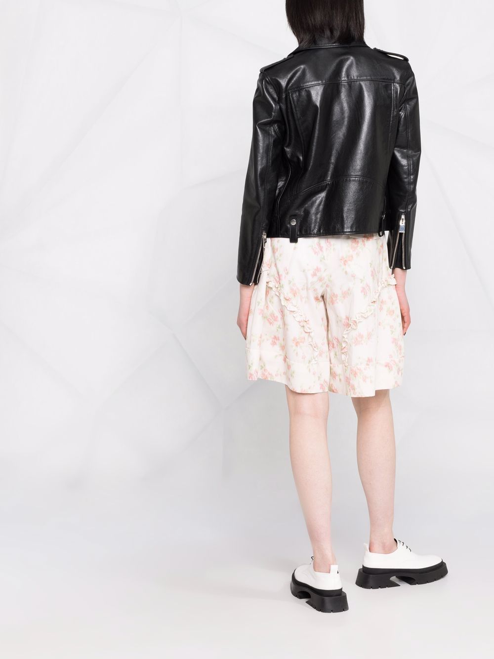 SIMONE ROCHA-Sculpted Wide Leg Shorts With Frill Detail-4031F 0481 WHT