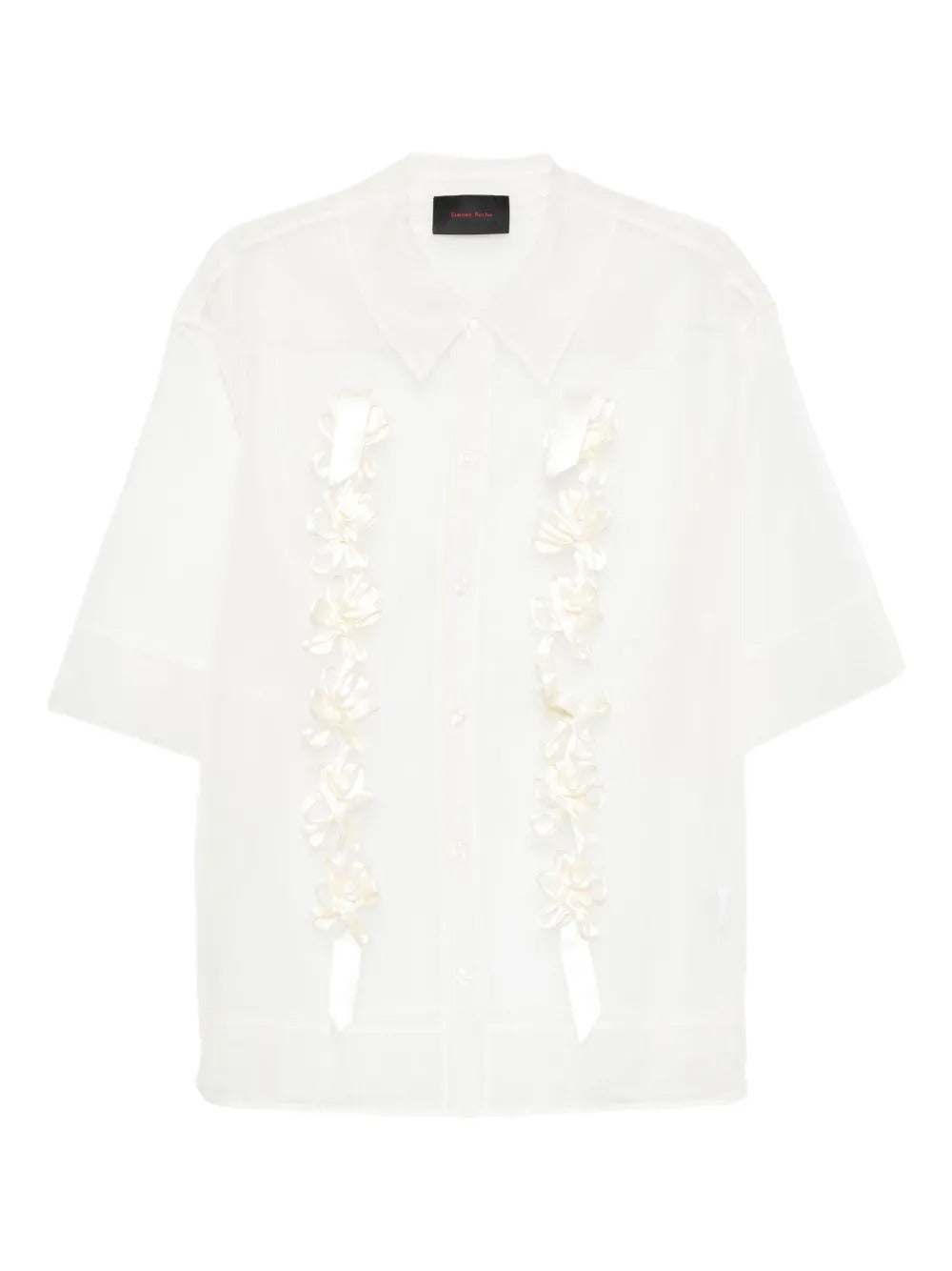 SIMONE ROCHA-SHEER DAISY RIBBON CHAIN BOXY SHIRT-