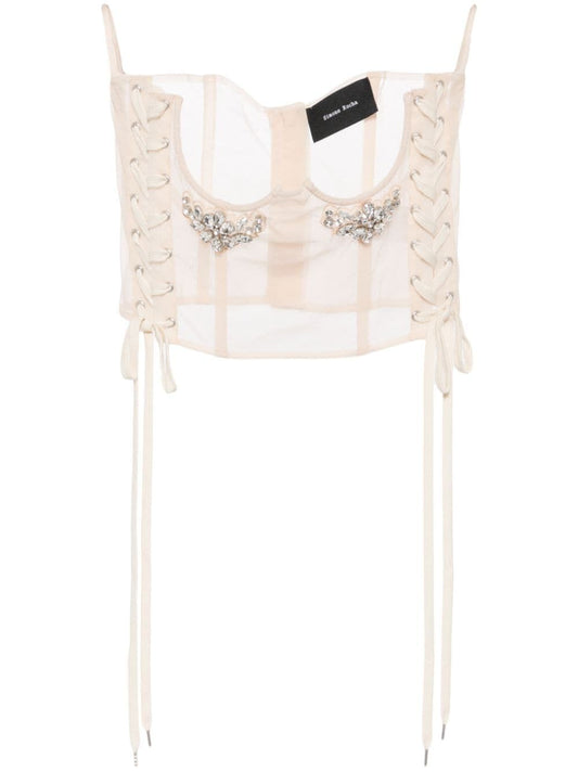 SIMONE ROCHA-SHORT LACE UP CORSET W/ EMB-