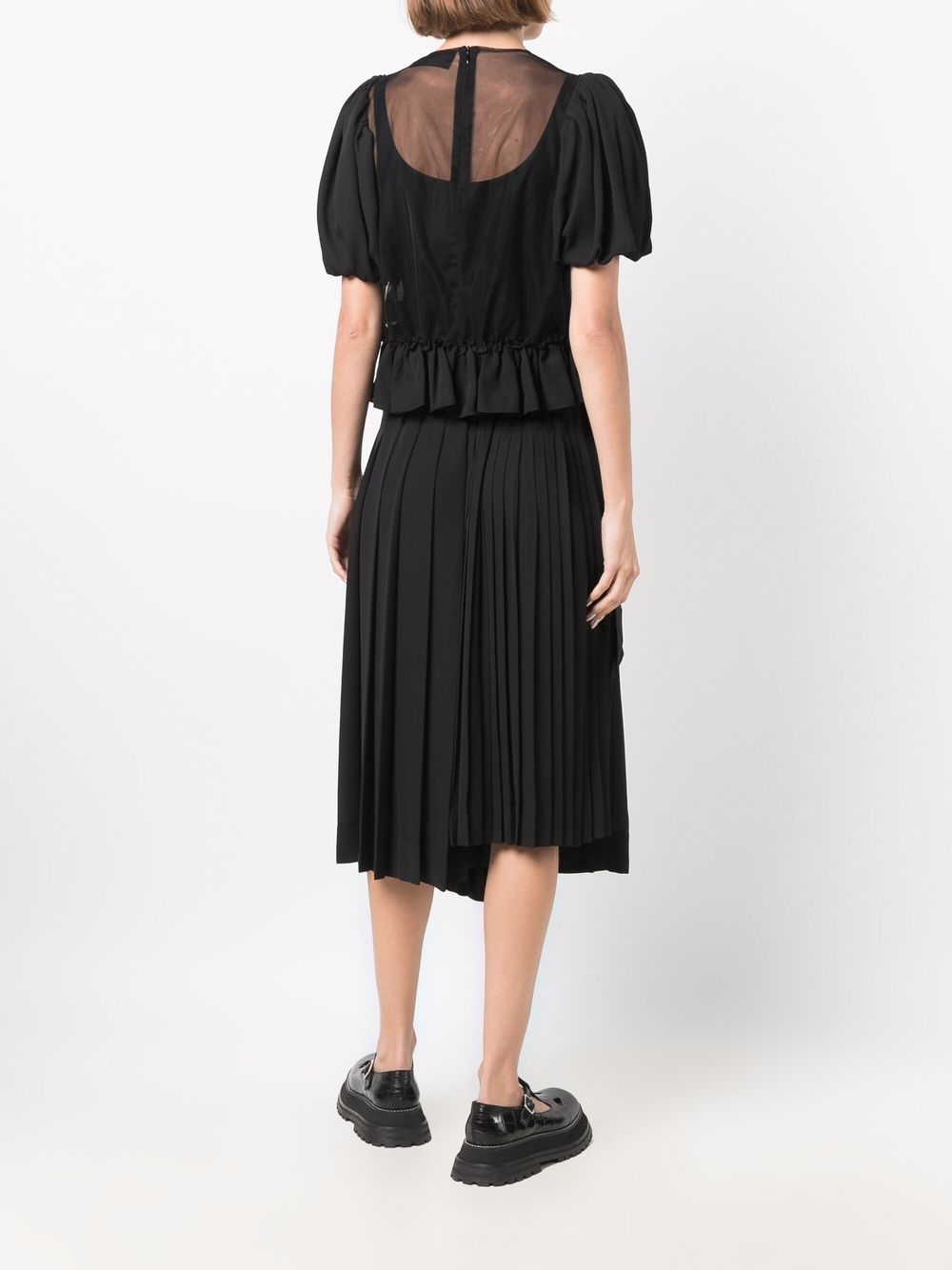 SIMONE ROCHA-Short Puff Sleeve Blouse With Pleated Patch-5068 0248 BLK