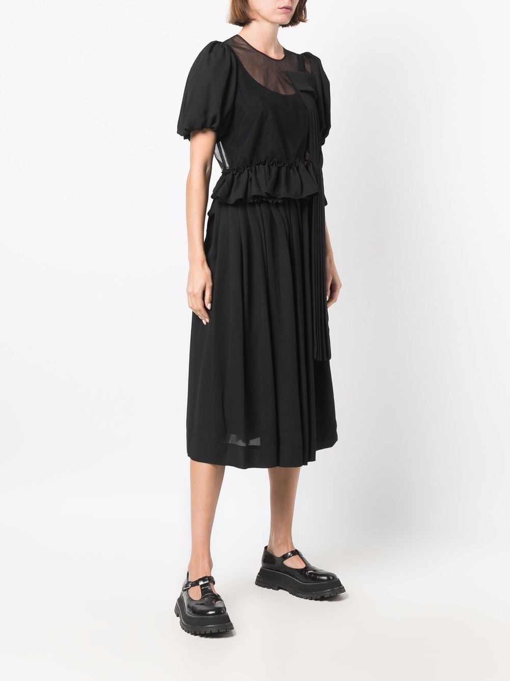 SIMONE ROCHA-Short Puff Sleeve Blouse With Pleated Patch-5068 0248 BLK