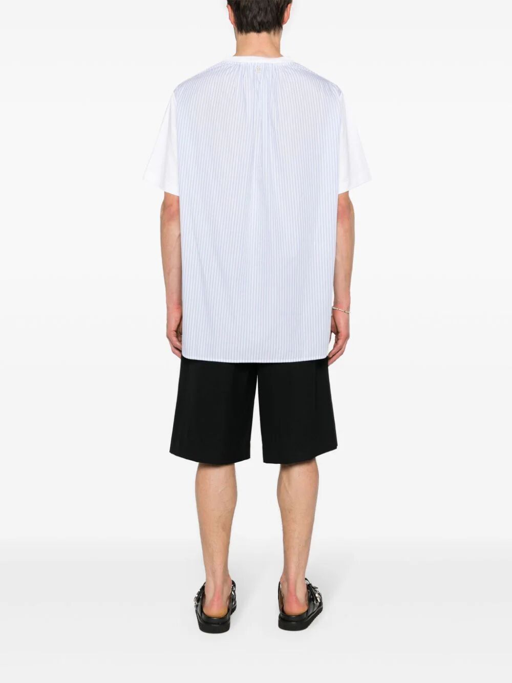 SIMONE ROCHA-SHORT SLEEVE PATCHWORK T-SHIRT-5171D 0562 WHITE/STRIPES