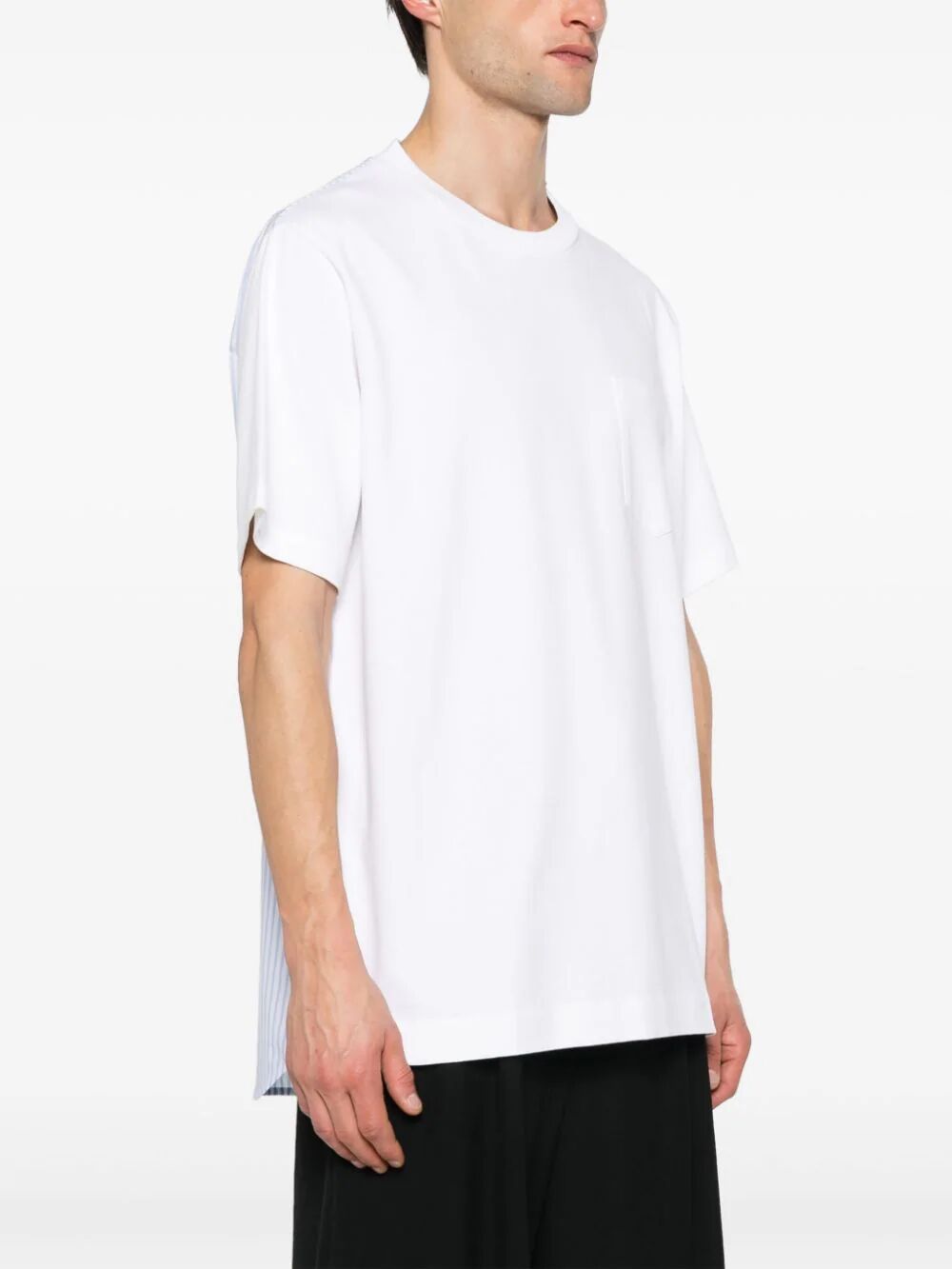 SIMONE ROCHA-SHORT SLEEVE PATCHWORK T-SHIRT-5171D 0562 WHITE/STRIPES