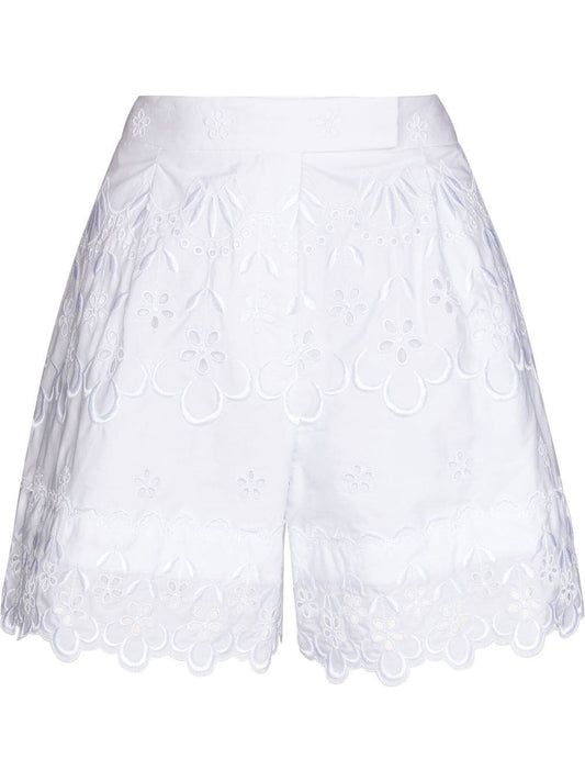 SIMONE ROCHA-Shorts With Embroidered Trim-4040T 0475 WHT