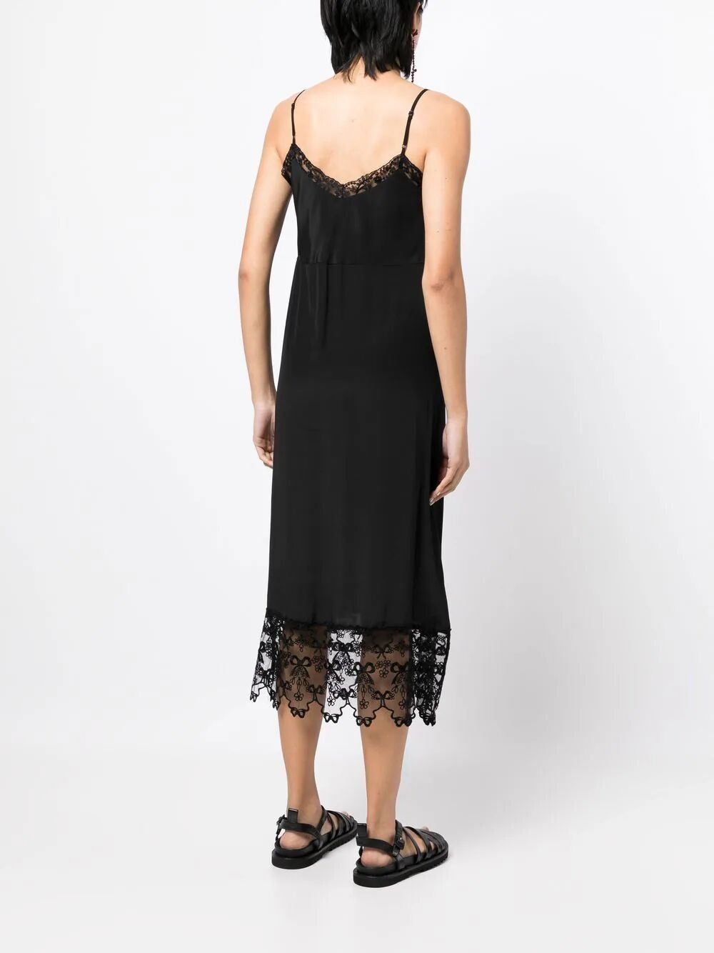 SIMONE ROCHA-SLIP DRESS W/ DEEP LACE TRIM-7210 0514 BLACK