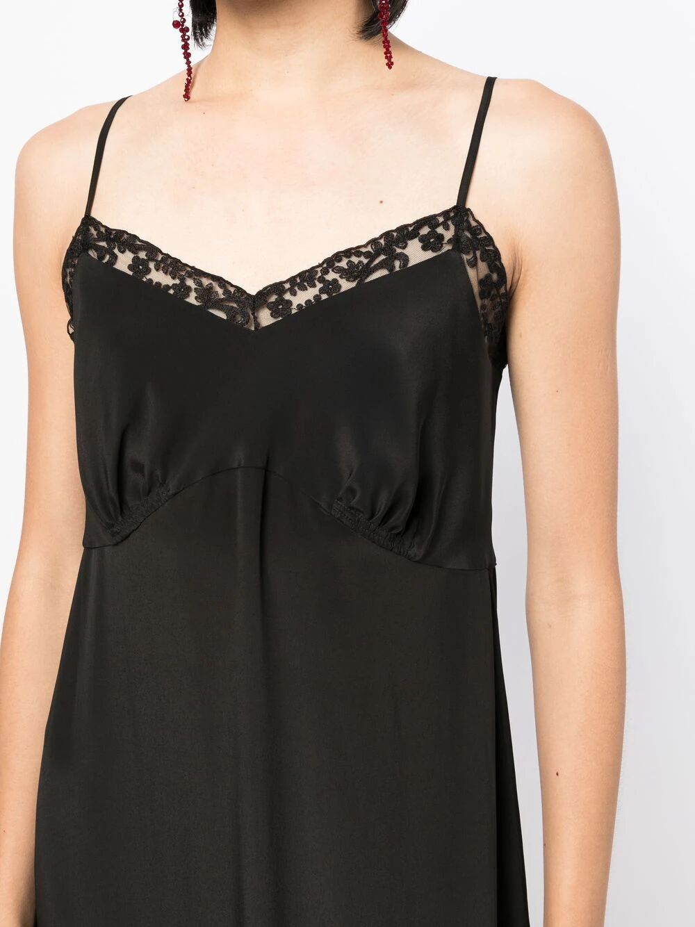 SIMONE ROCHA-SLIP DRESS W/ DEEP LACE TRIM-7210 0514 BLACK