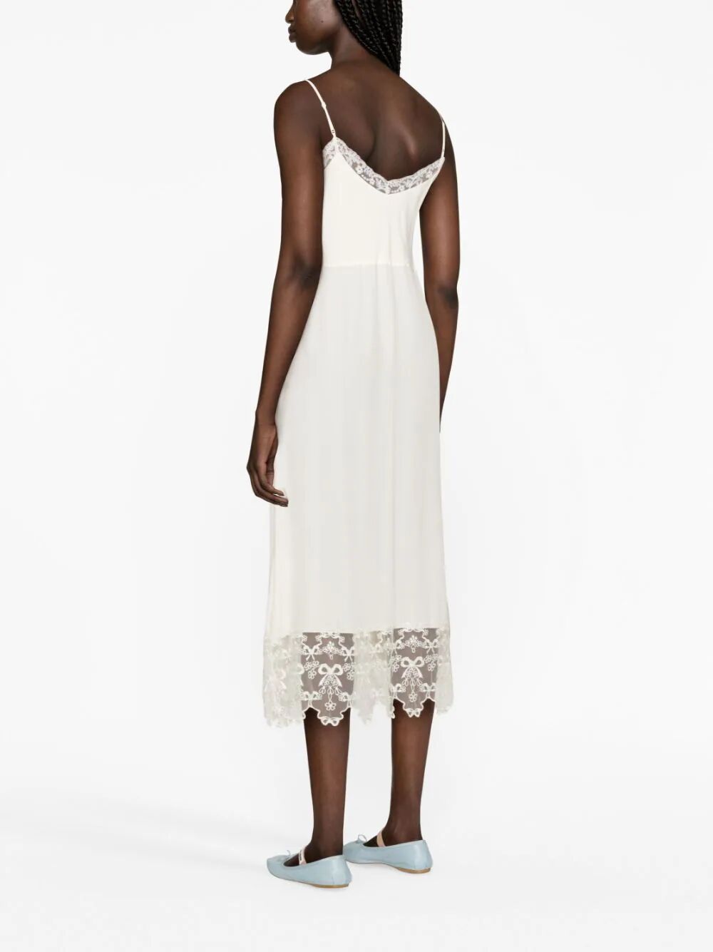 SIMONE ROCHA-SLIP DRESS W/ DEEP LACE TRIM-7210 0514 CREAM