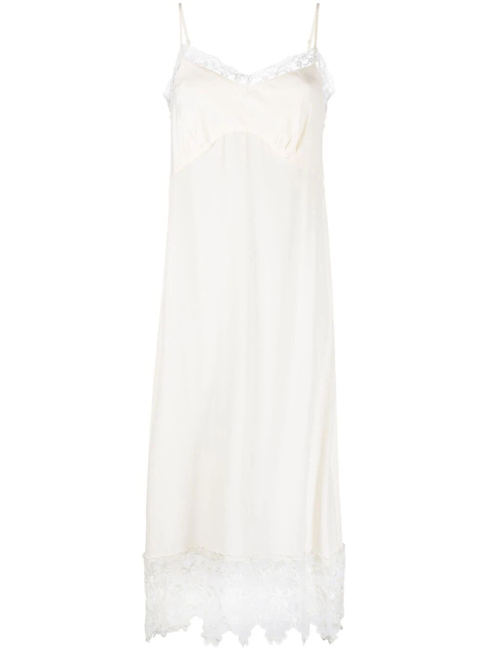 SIMONE ROCHA-SLIP DRESS W/ DEEP LACE TRIM-7210 0514 CREAM