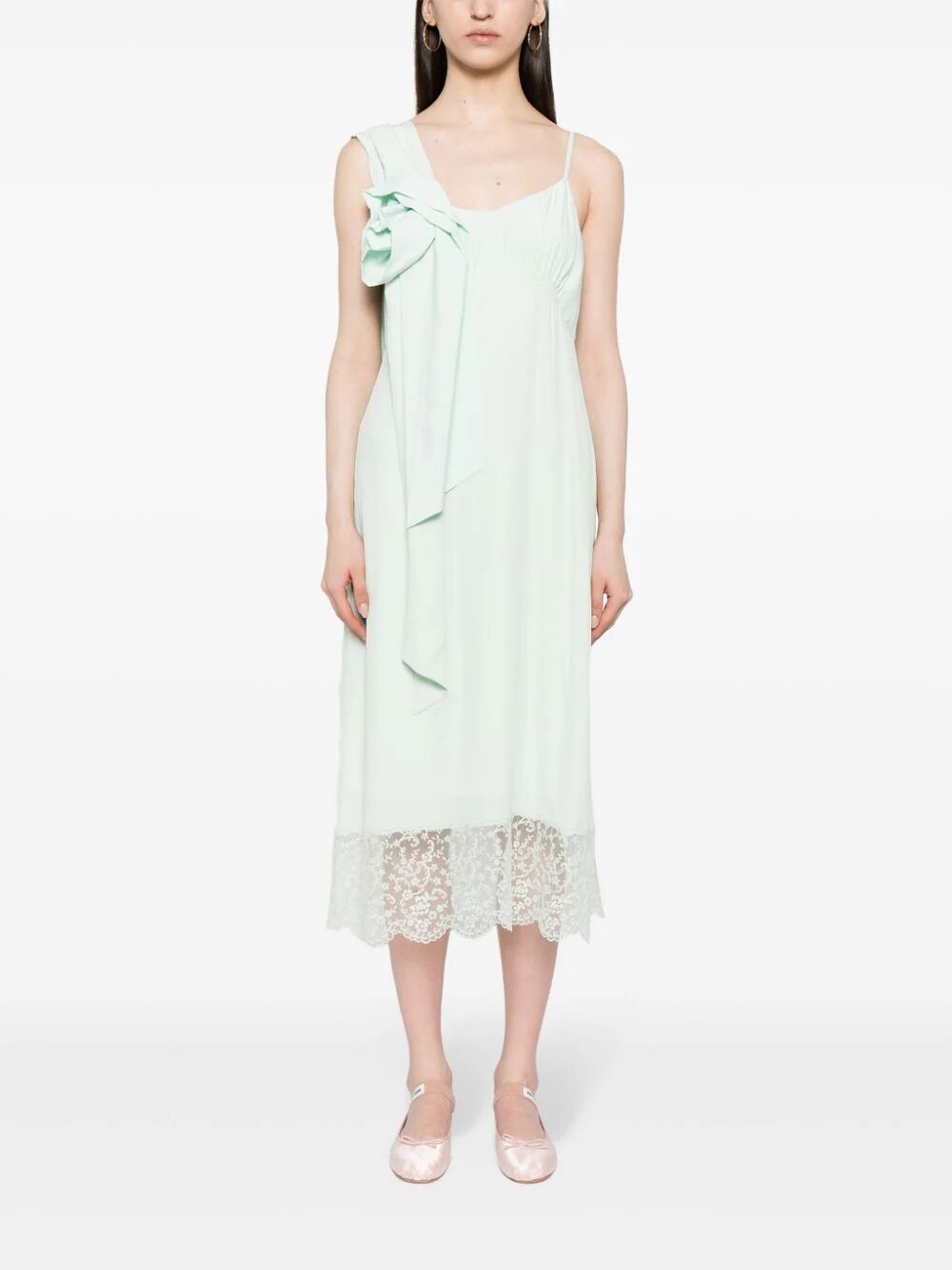 SIMONE ROCHA-SLIP DRESS W/ PRESSED ROSE-7281 0514 MINT