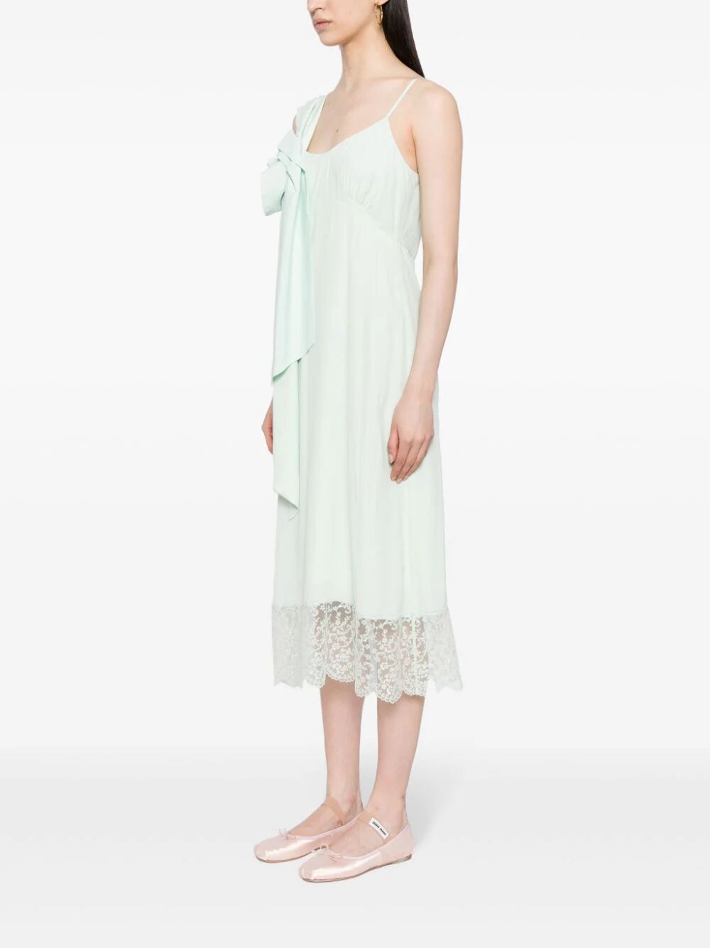 SIMONE ROCHA-SLIP DRESS W/ PRESSED ROSE-7281 0514 MINT