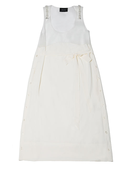 SIMONE ROCHA-SLIP DRESS W/ SHEER TOP PANEL & EMB-