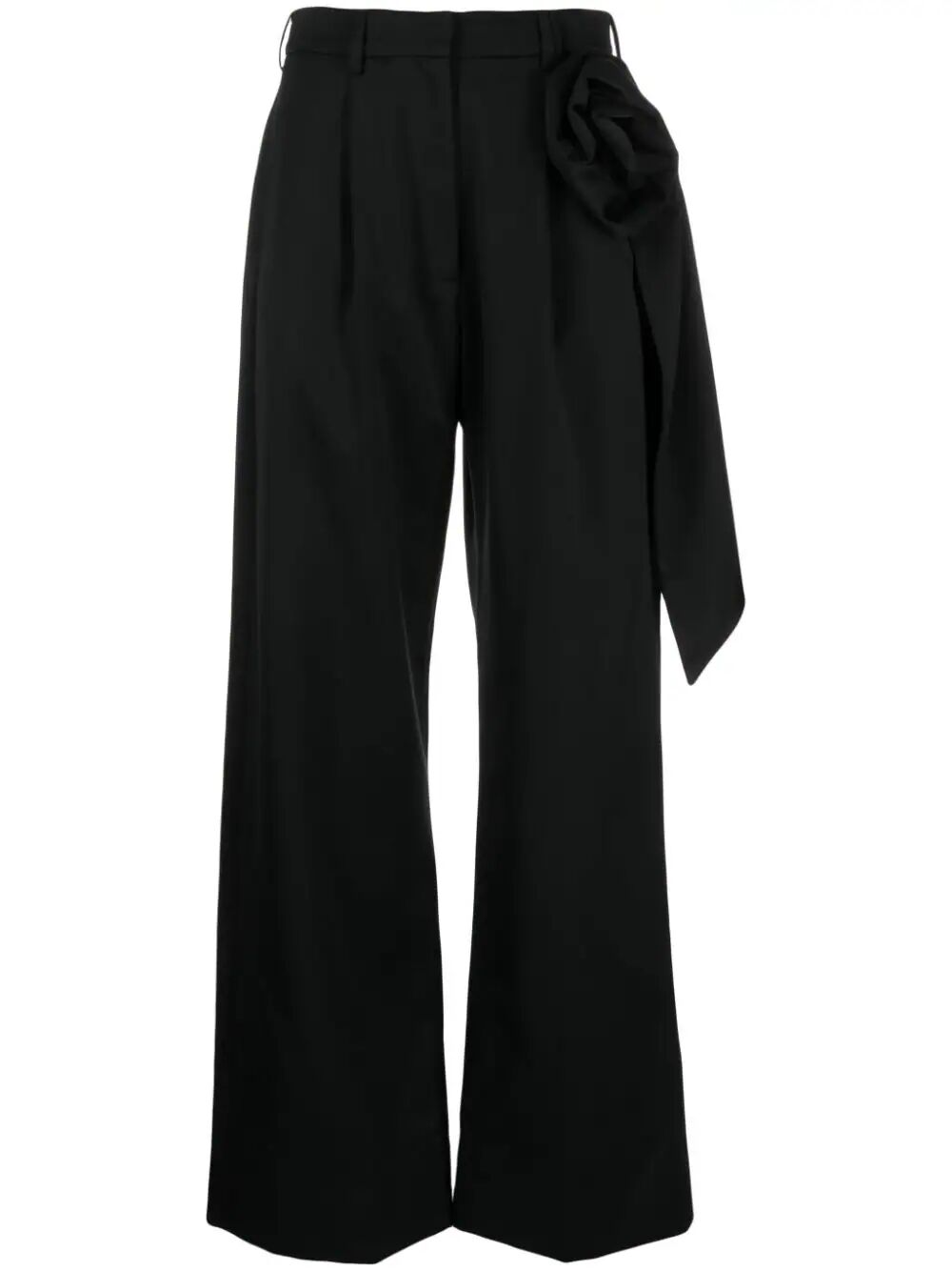 SIMONE ROCHA-STRAIGHT LEG TROUSERS W/ PRESSED ROSE-4094R 0458 BLACK