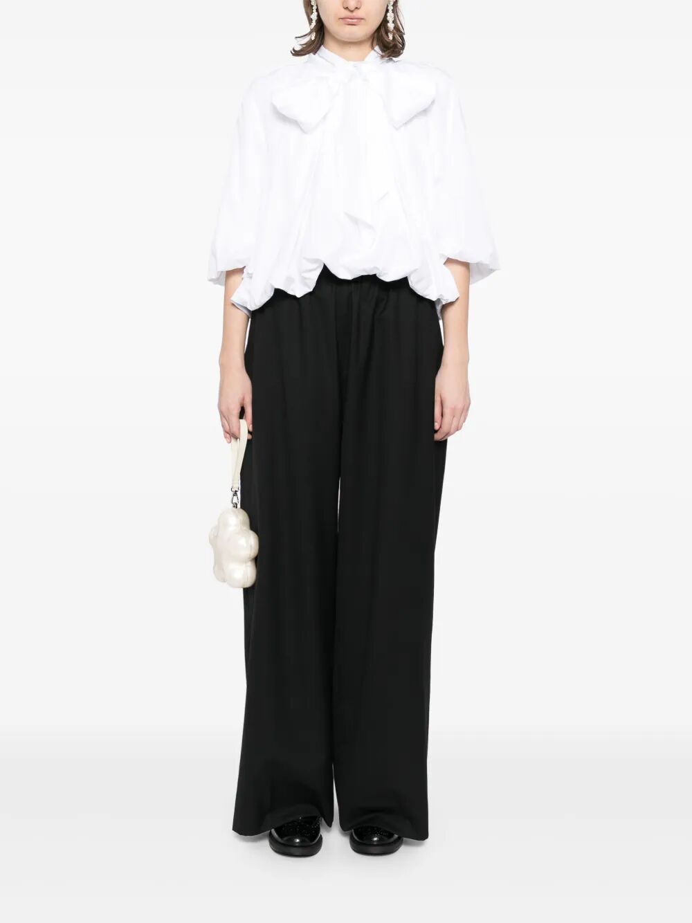 SIMONE ROCHA-WIDE LEG ELASTICATED TROUSERS-