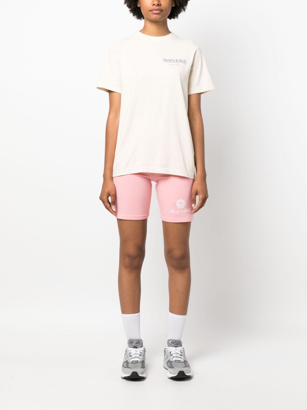 SPORTY & RICH-Club T Shirt-TS854CR CREAM/FADED LILAC