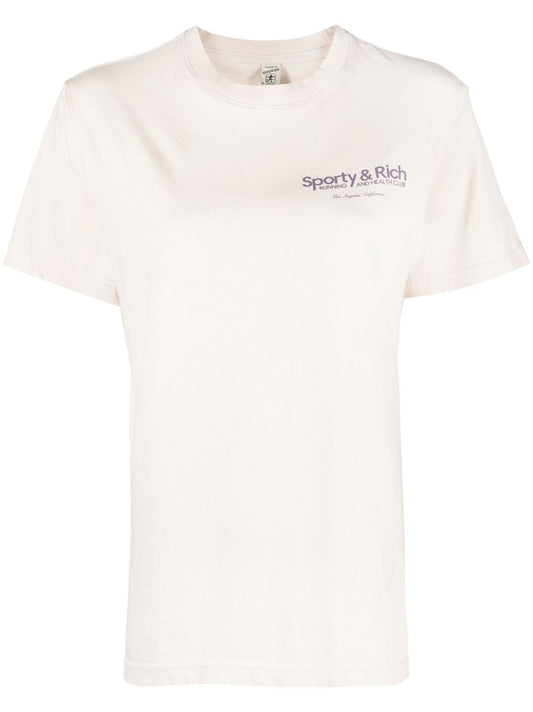 SPORTY & RICH-Club T Shirt-TS854CR CREAM/FADED LILAC