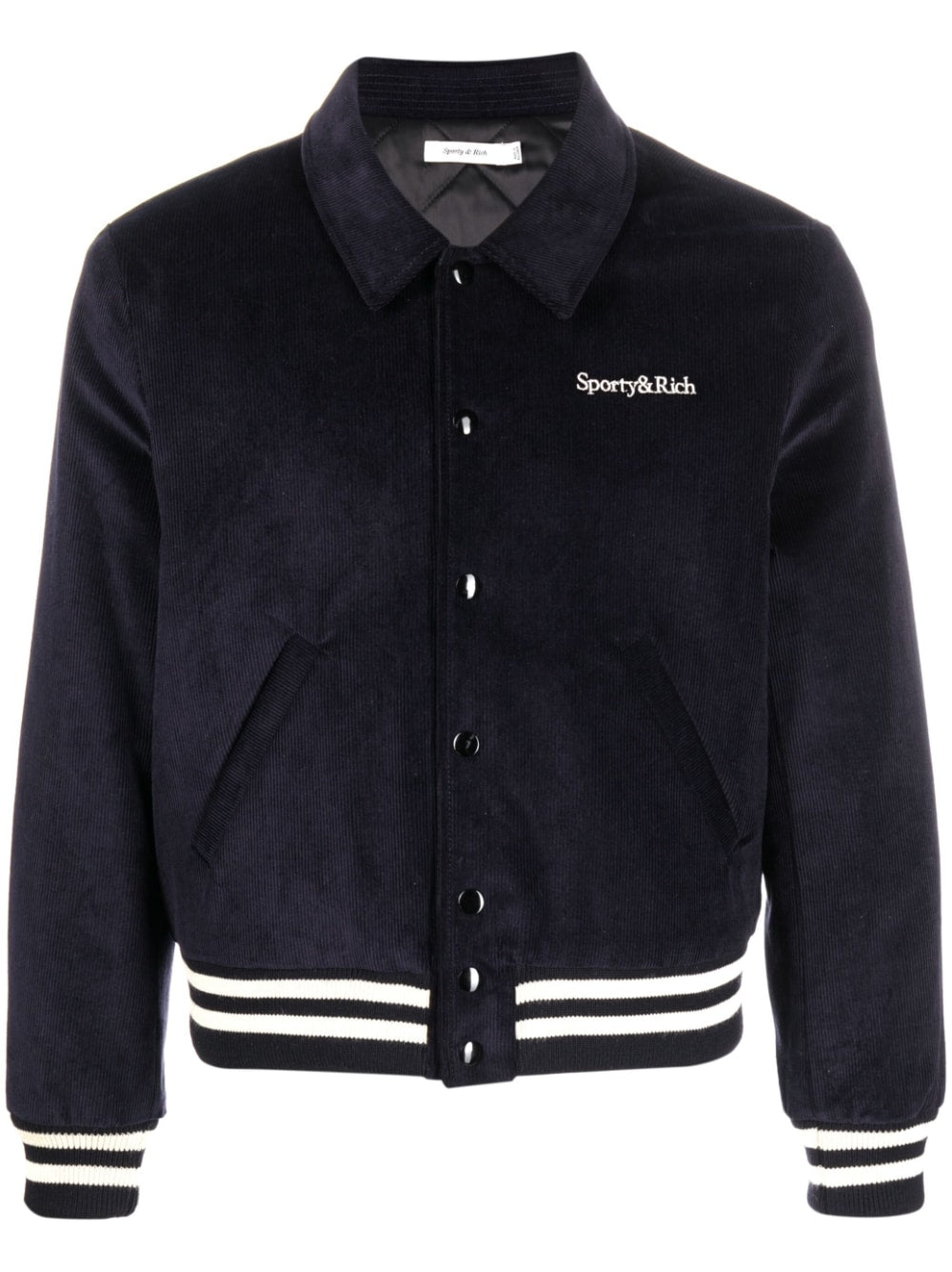 SPORTY & RICH-Corduroy Varsity-JA761NA NAVY/CREAM