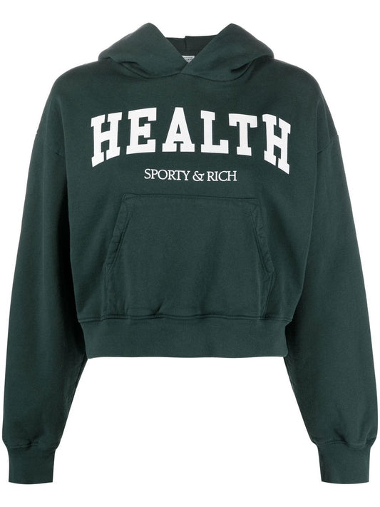 SPORTY & RICH-Health Ivy Cropped Hoodie-HO663FO FOREST