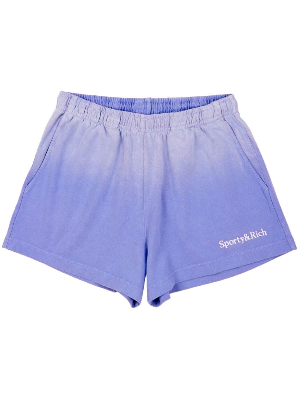 SPORTY & RICH-Serif Logo Embroidered Disco Shorts-