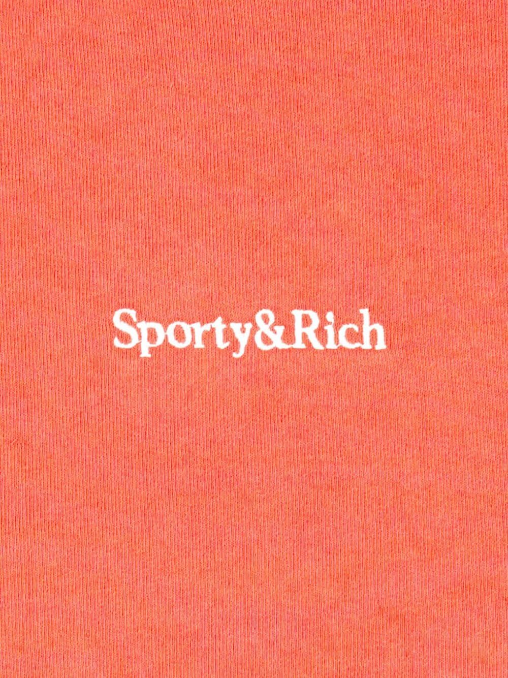 SPORTY & RICH-Serif Logo Embroidered Disco Shorts-