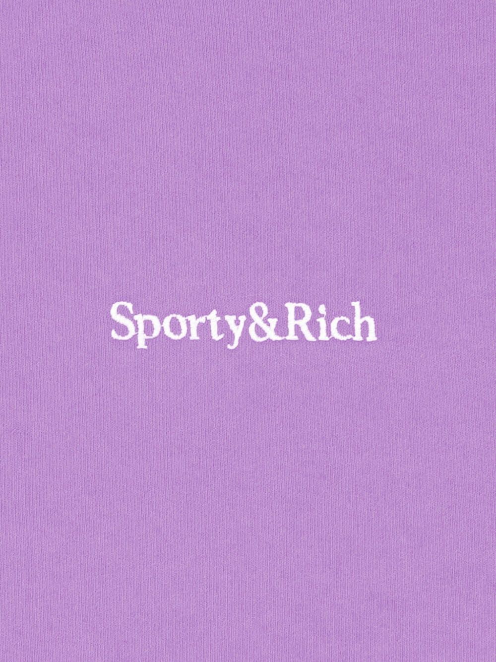 SPORTY & RICH-Serif Logo Embroidered Gym Shorts-