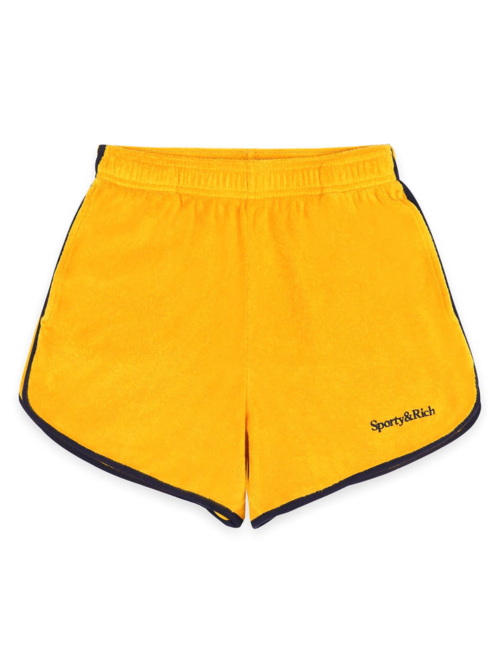 SPORTY & RICH-Serif Logo Terry Shorts-