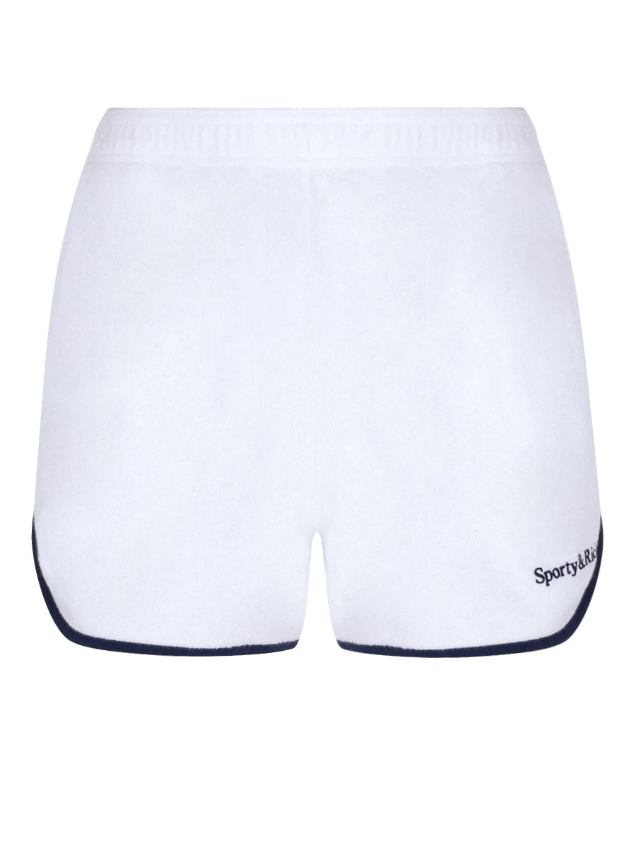 SPORTY & RICH-Serif Logo Terry Shorts-