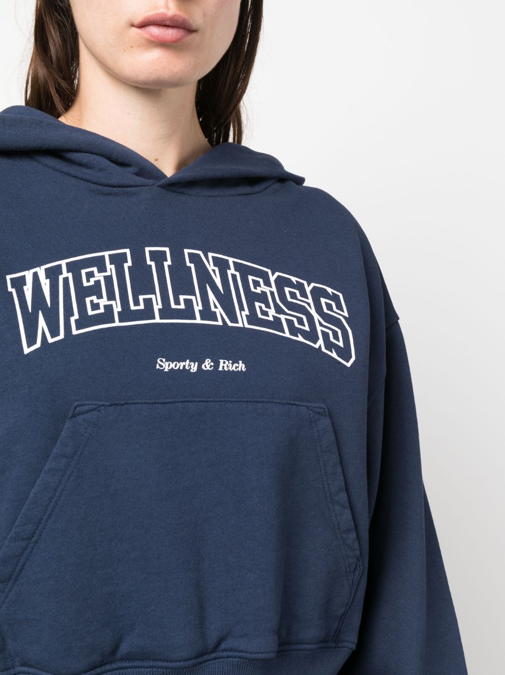 SPORTY & RICH-Wellness Ivy Cropped Hoodie-HC851NA NAVY/WHITE