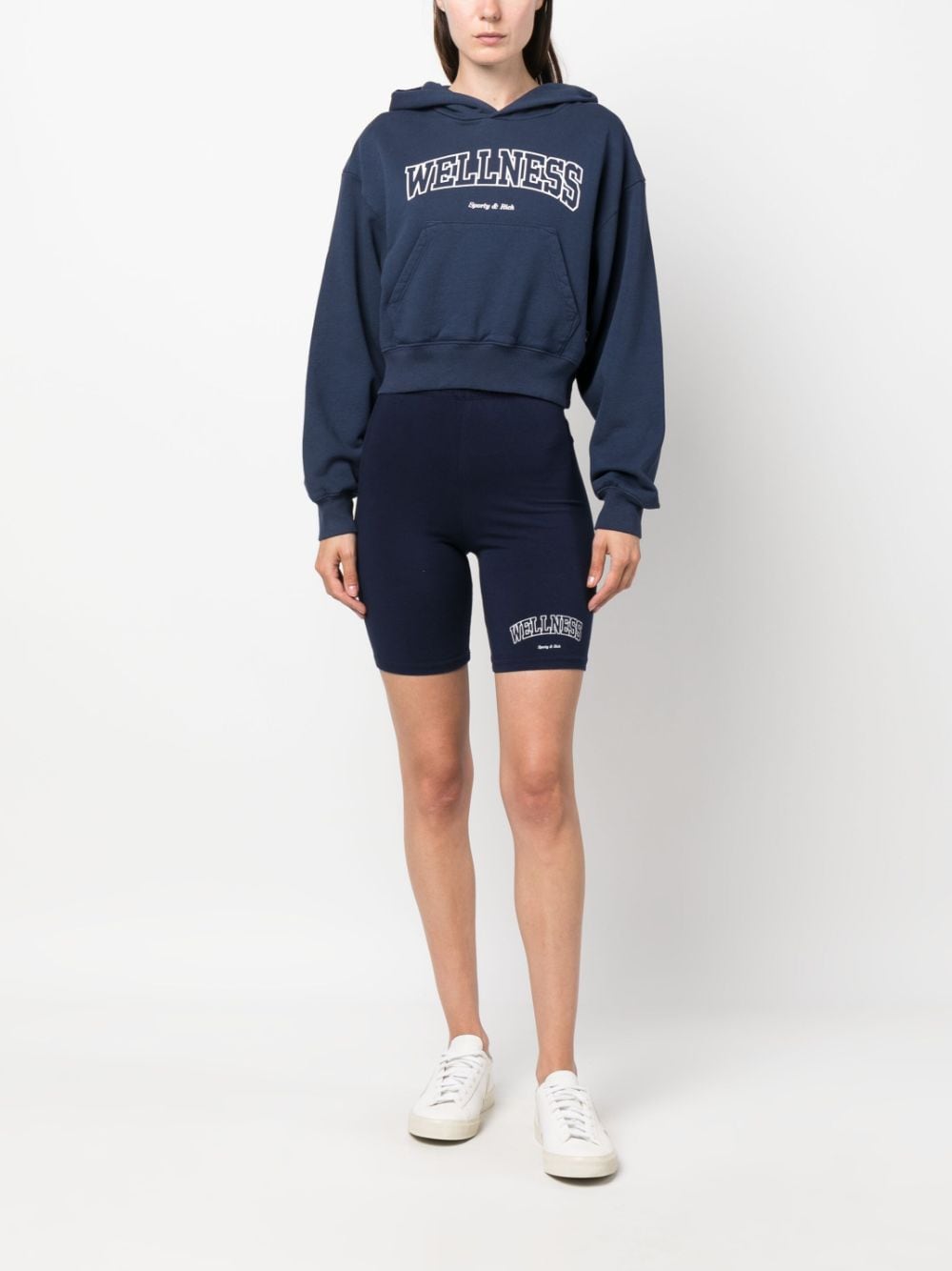 SPORTY & RICH-Wellness Ivy Cropped Hoodie-HC851NA NAVY/WHITE