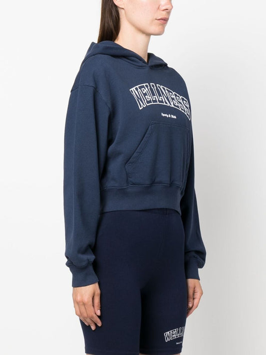 SPORTY & RICH-Wellness Ivy Cropped Hoodie-HC851NA NAVY/WHITE