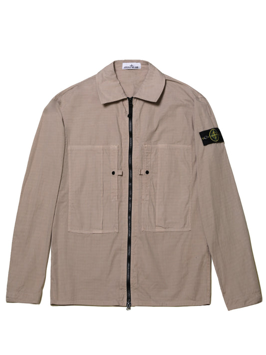 STONE ISLAND-Comfort fit overshirt with zip and pockets-