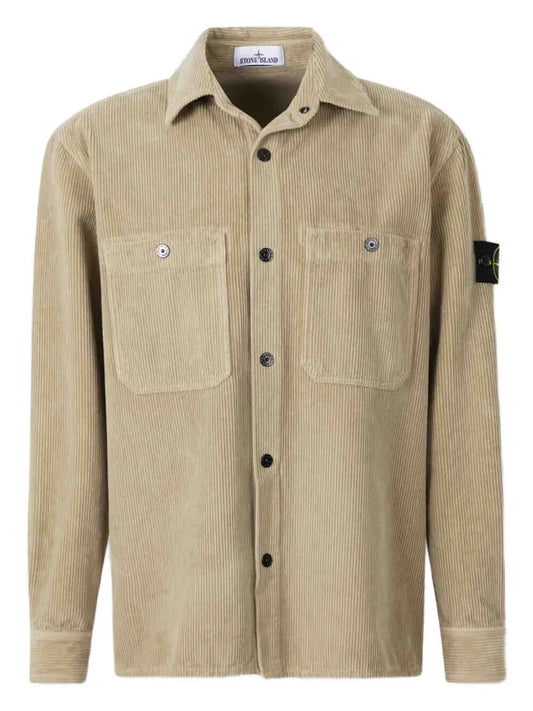 STONE ISLAND-corduroy patch-pocket shirt-