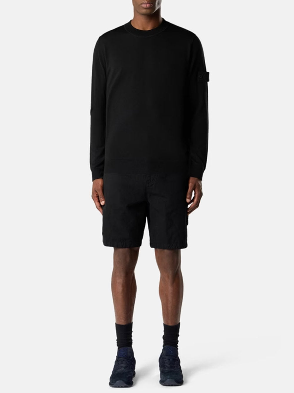 STONE ISLAND-crew neck sweater with ribbed edges-