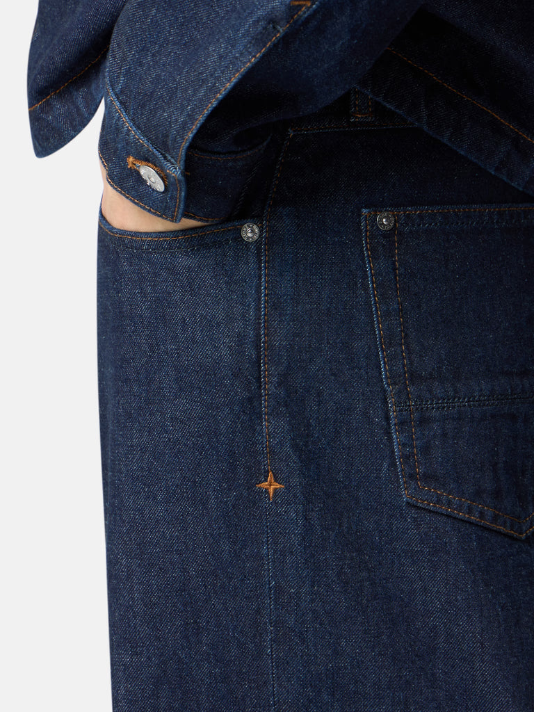 STONE ISLAND-INDIGO DENIM-RINSED-