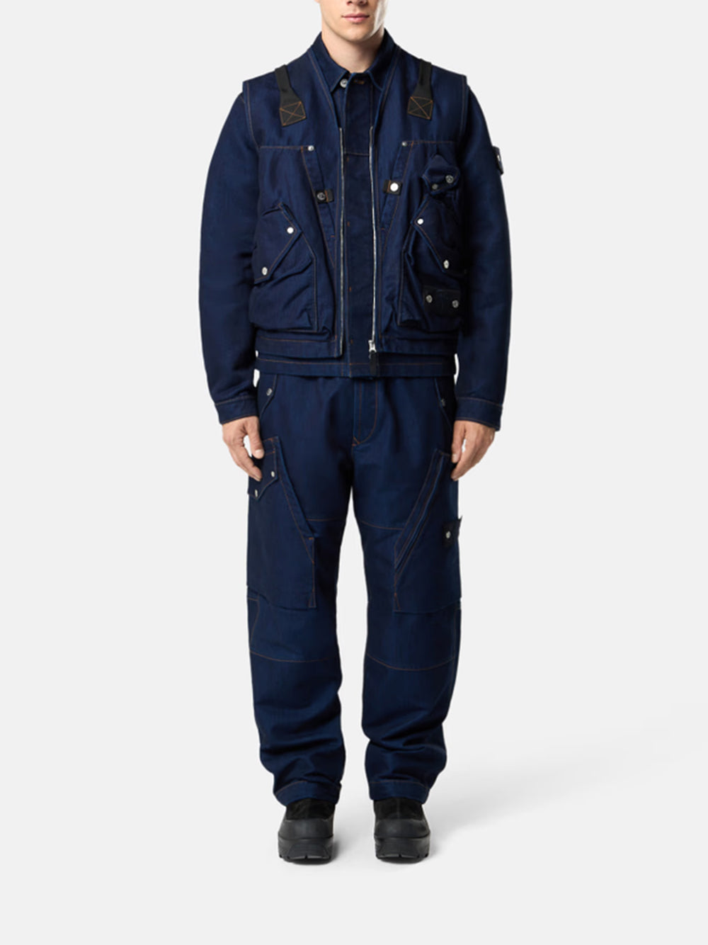 STONE ISLAND-INDIGO POLYPROPYLENE DENIM LIGHT-RINSED-