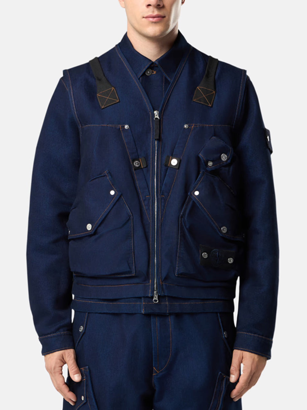 STONE ISLAND-INDIGO POLYPROPYLENE DENIM LIGHT-RINSED-