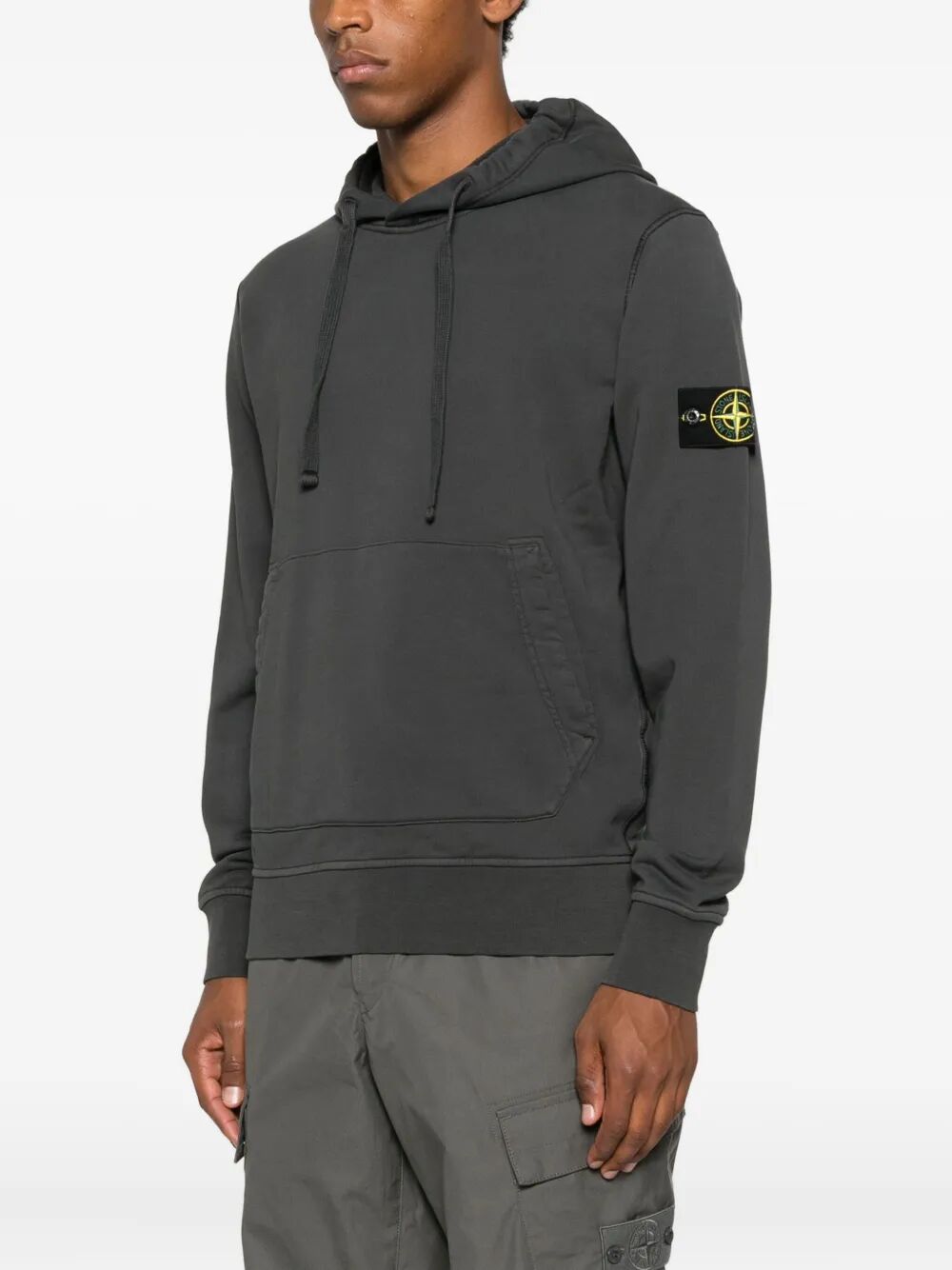 STONE ISLAND-logo-patch hoodie-