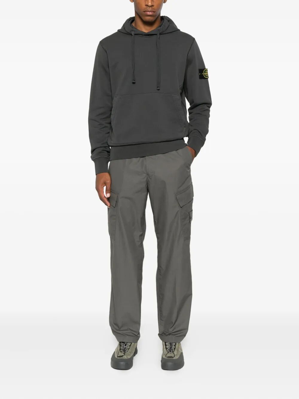 STONE ISLAND-logo-patch hoodie-