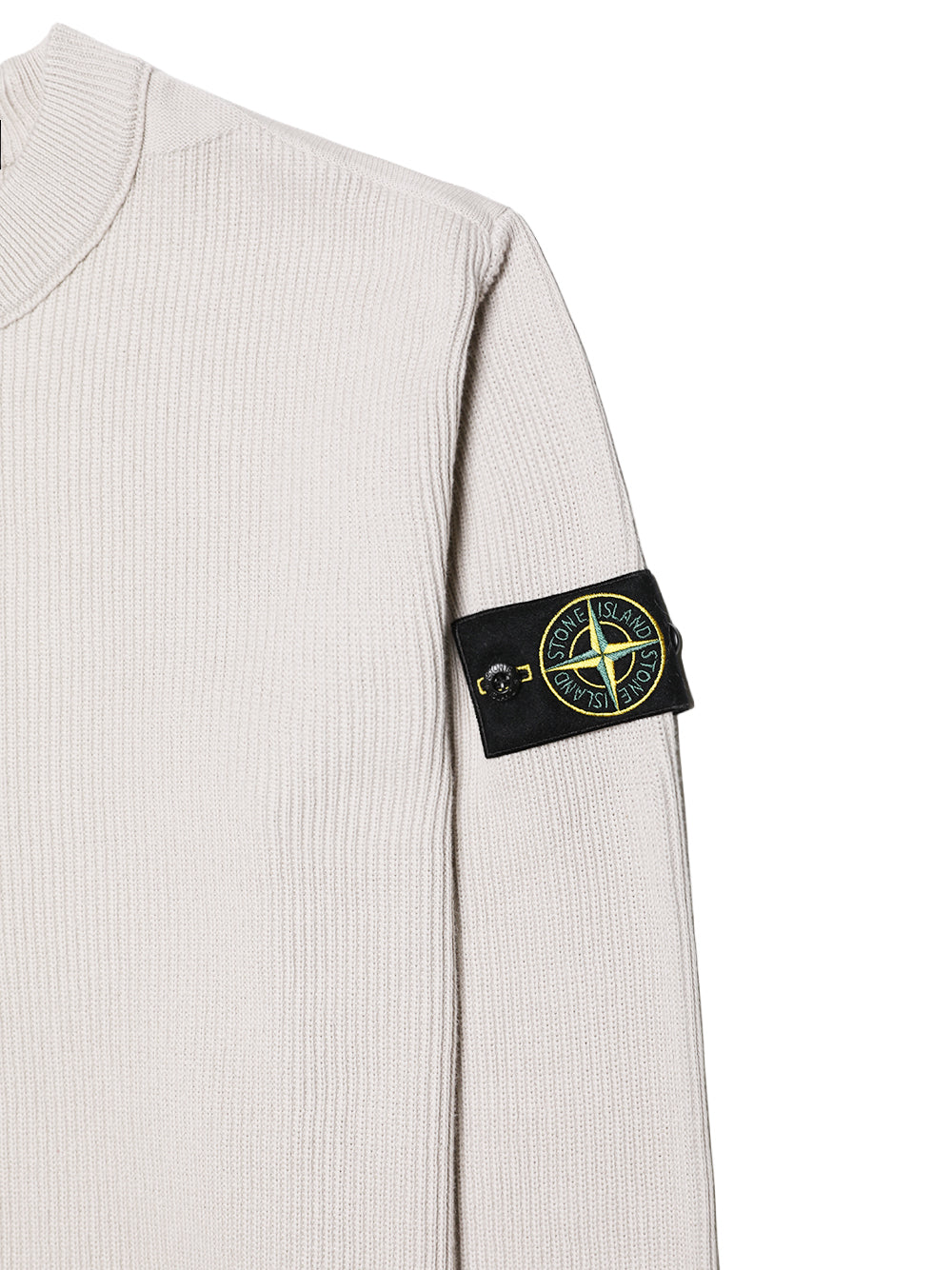 STONE ISLAND-logo-patch ribbed-knit sweater-
