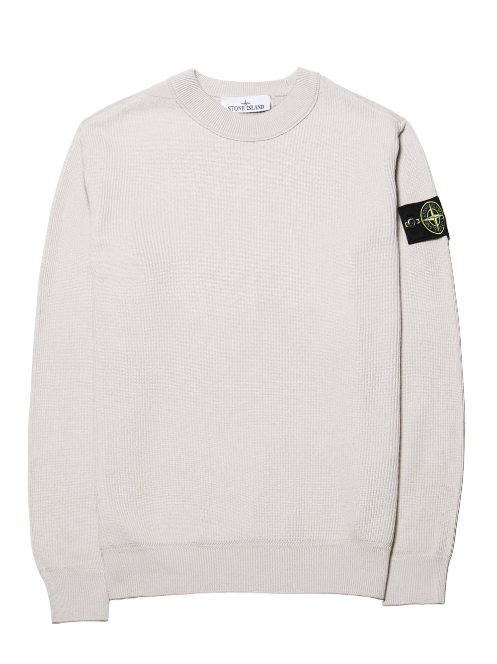 STONE ISLAND-logo-patch ribbed-knit sweater-