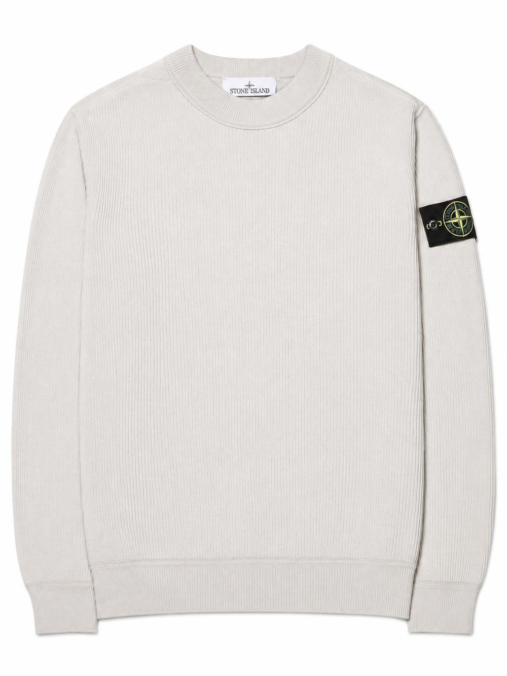 STONE ISLAND-logo-patch ribbed-knit sweater-