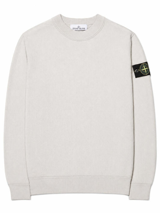 STONE ISLAND-logo-patch ribbed-knit sweater-