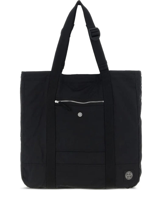 STONE ISLAND-logo-patch tote bag-