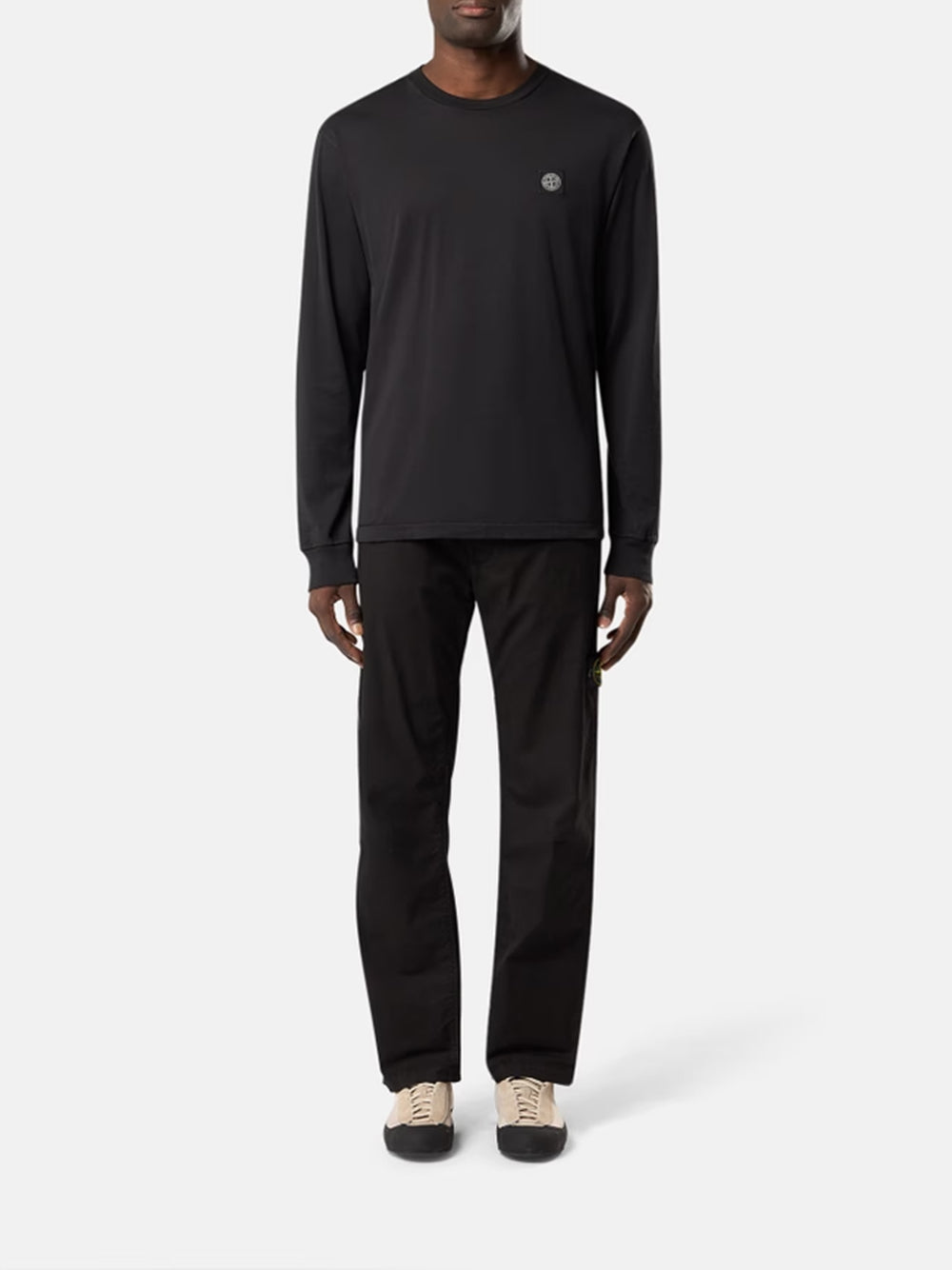 STONE ISLAND-long-sleeved T-shirt with Compass patch-