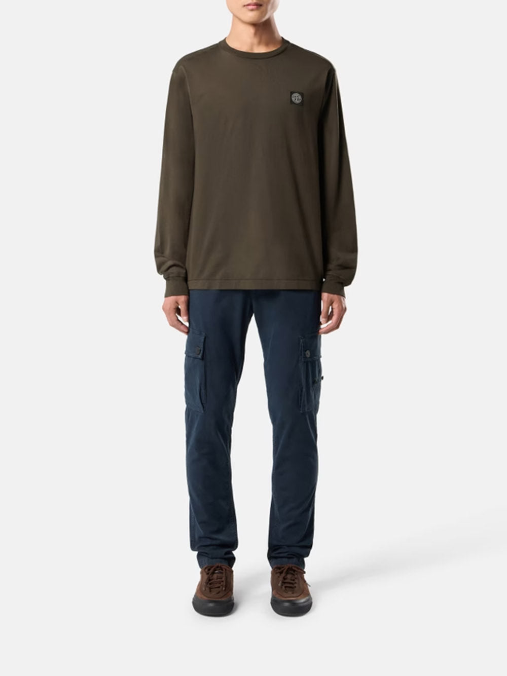 STONE ISLAND-long-sleeved T-shirt with Compass patch-