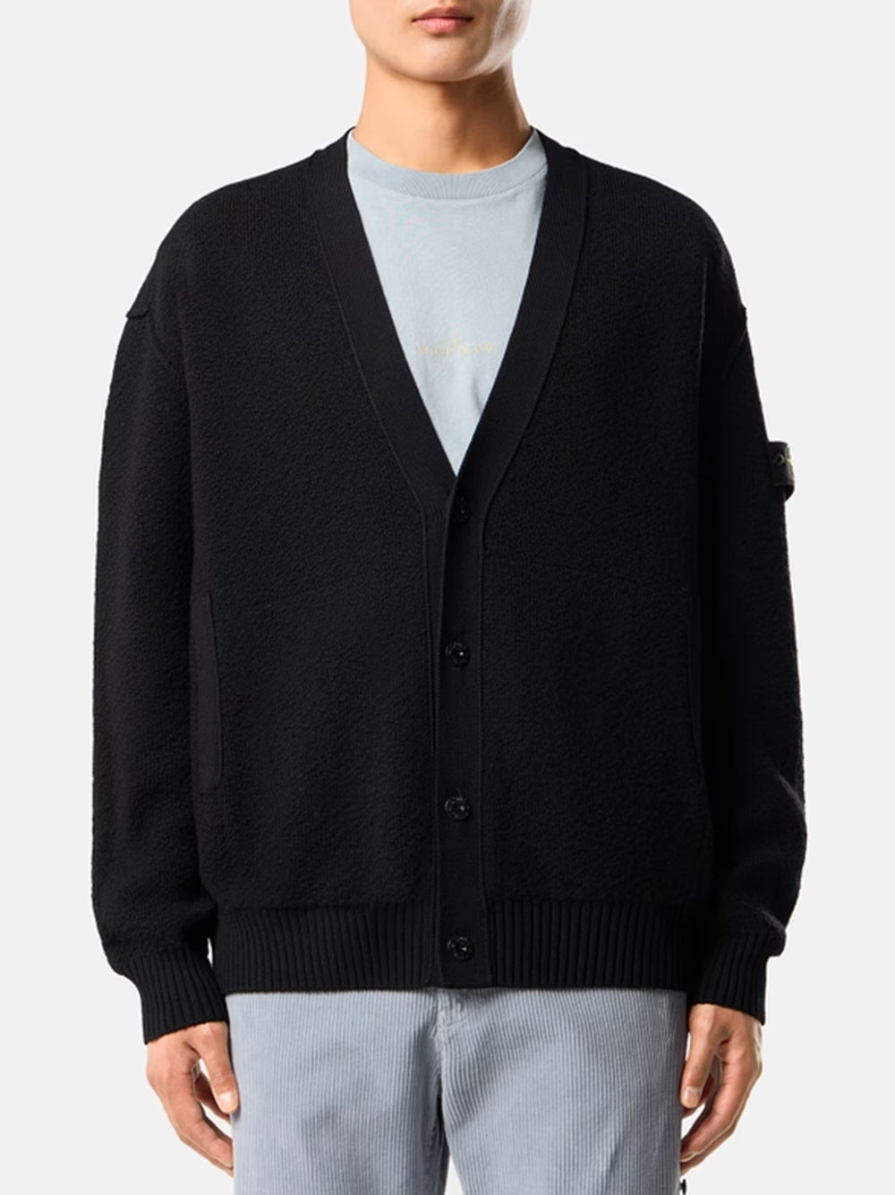 STONE ISLAND-Loose-fit cardigan with V-neck and pockets-