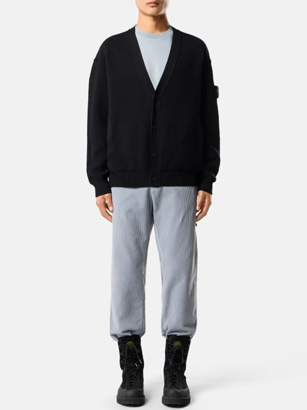 STONE ISLAND-Loose-fit cardigan with V-neck and pockets-