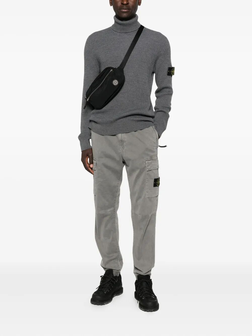 STONE ISLAND-ribbed turtle-neck sweater-