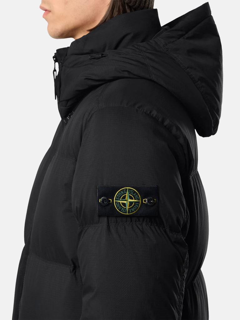 STONE ISLAND-Rip-proof down jacket with detachable hood-