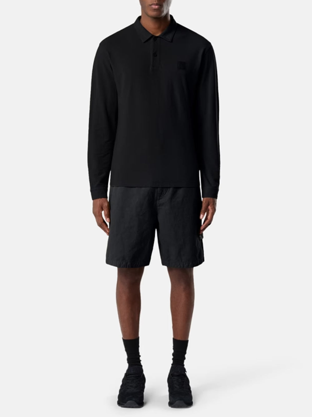 STONE ISLAND-Slim fit long sleeve polo shirt-